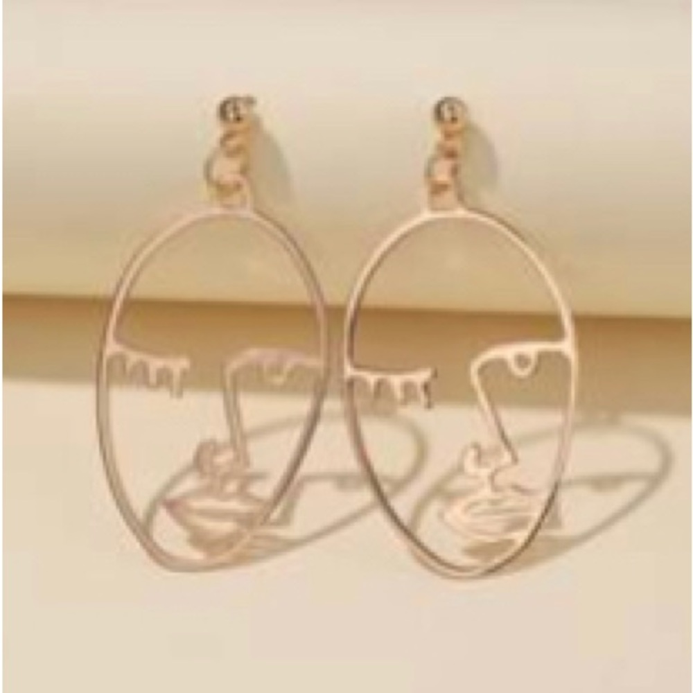 Gold Face Earrings